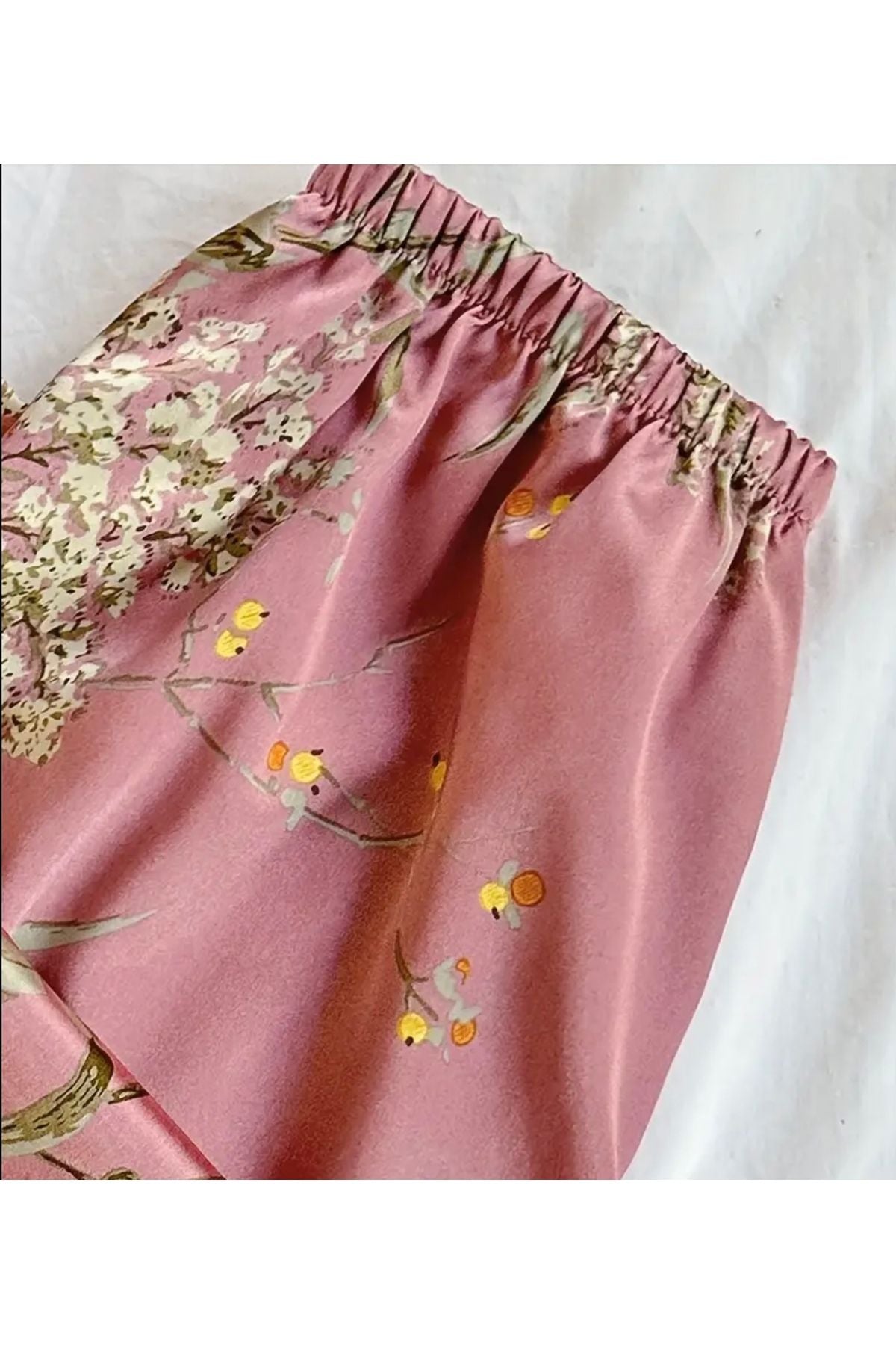 Ley Degaje Yaka Saten Pijama Takımı 2li