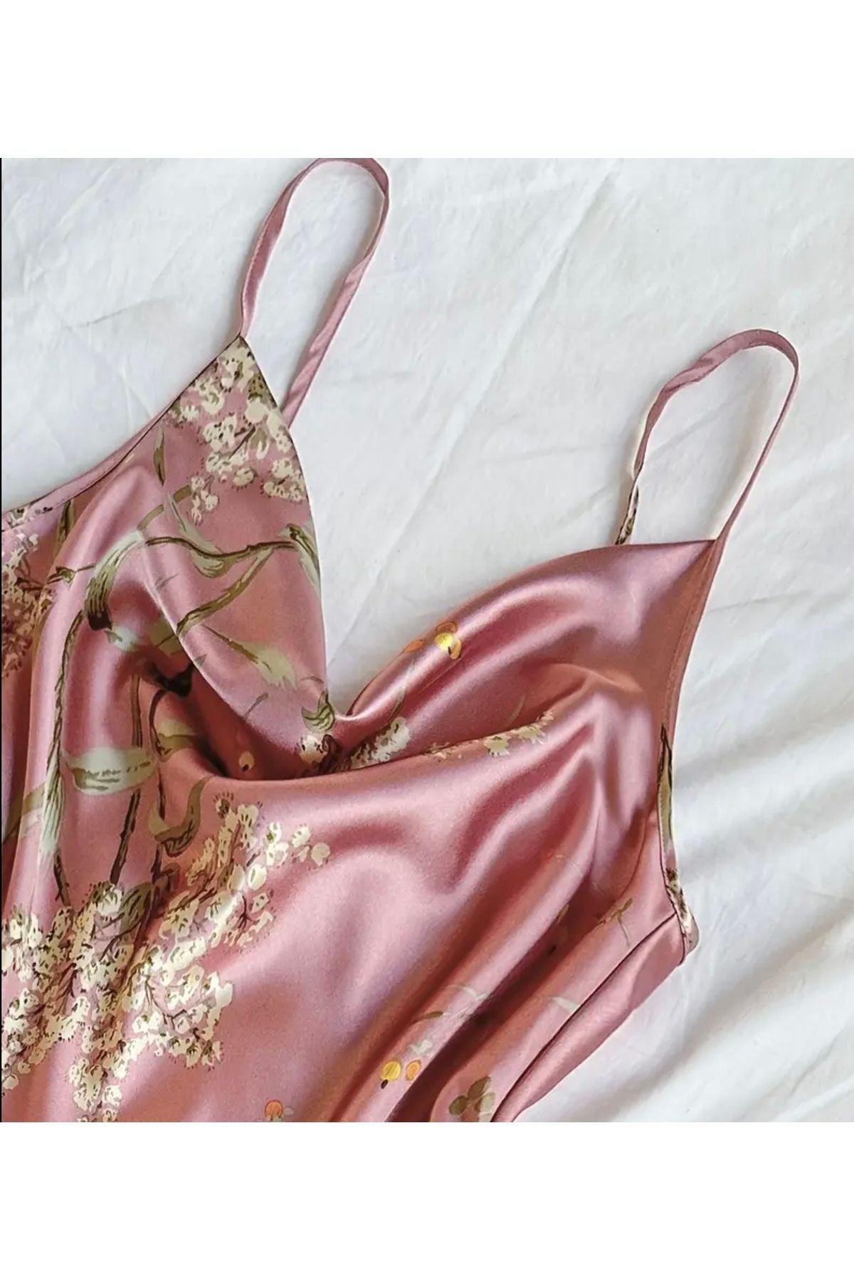 Ley Degaje Yaka Saten Pijama Takımı 2li