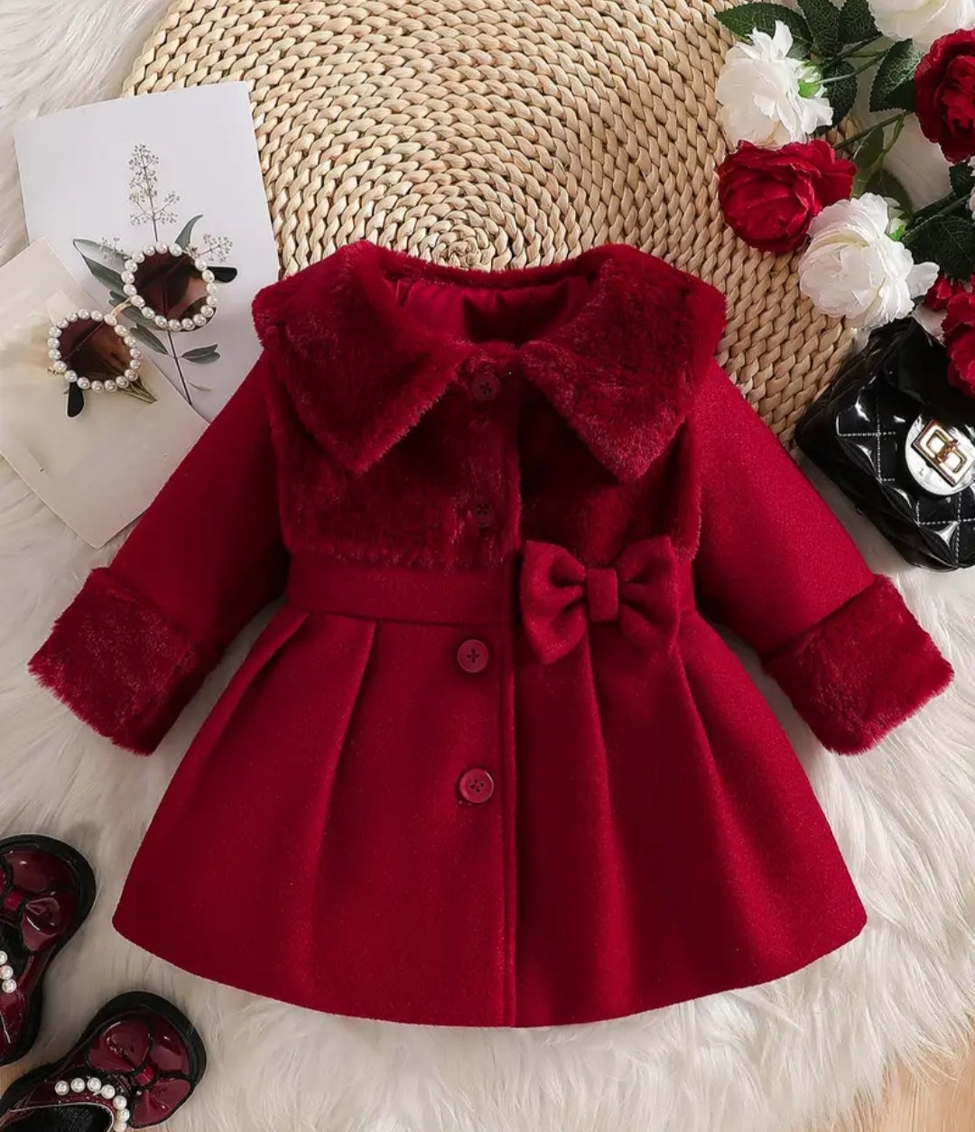 Ley Bebe Fiyonklu Peluş Yaka Kaban